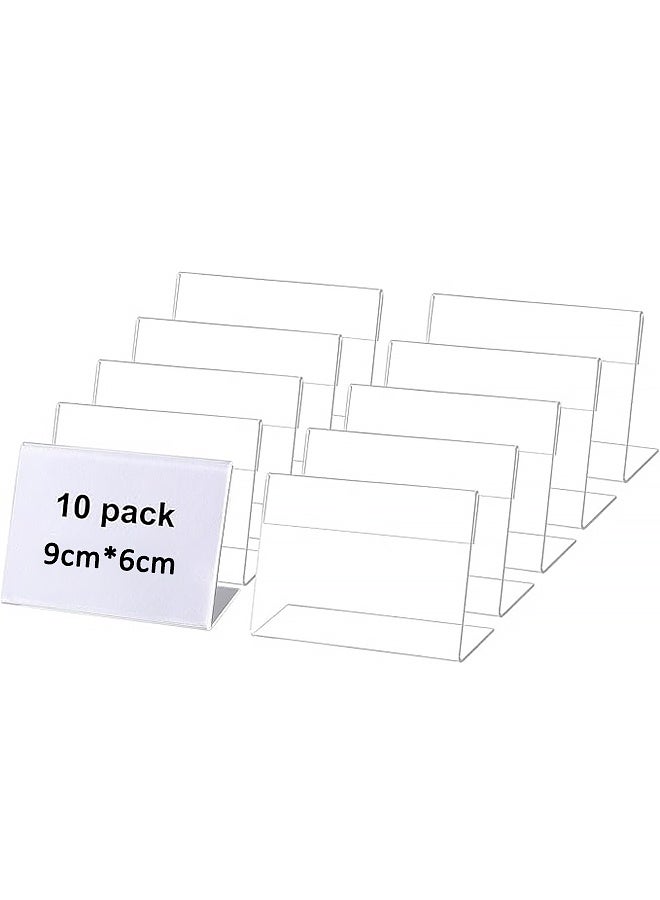 10-Pack Mini Slanted Back Acrylic Sign Holder/Business Card Holder, Small Transparent Sign Display Stand Acrylic Nameplate Holder, For Office, School, Store, Business(9cm*6cm) - Image 1